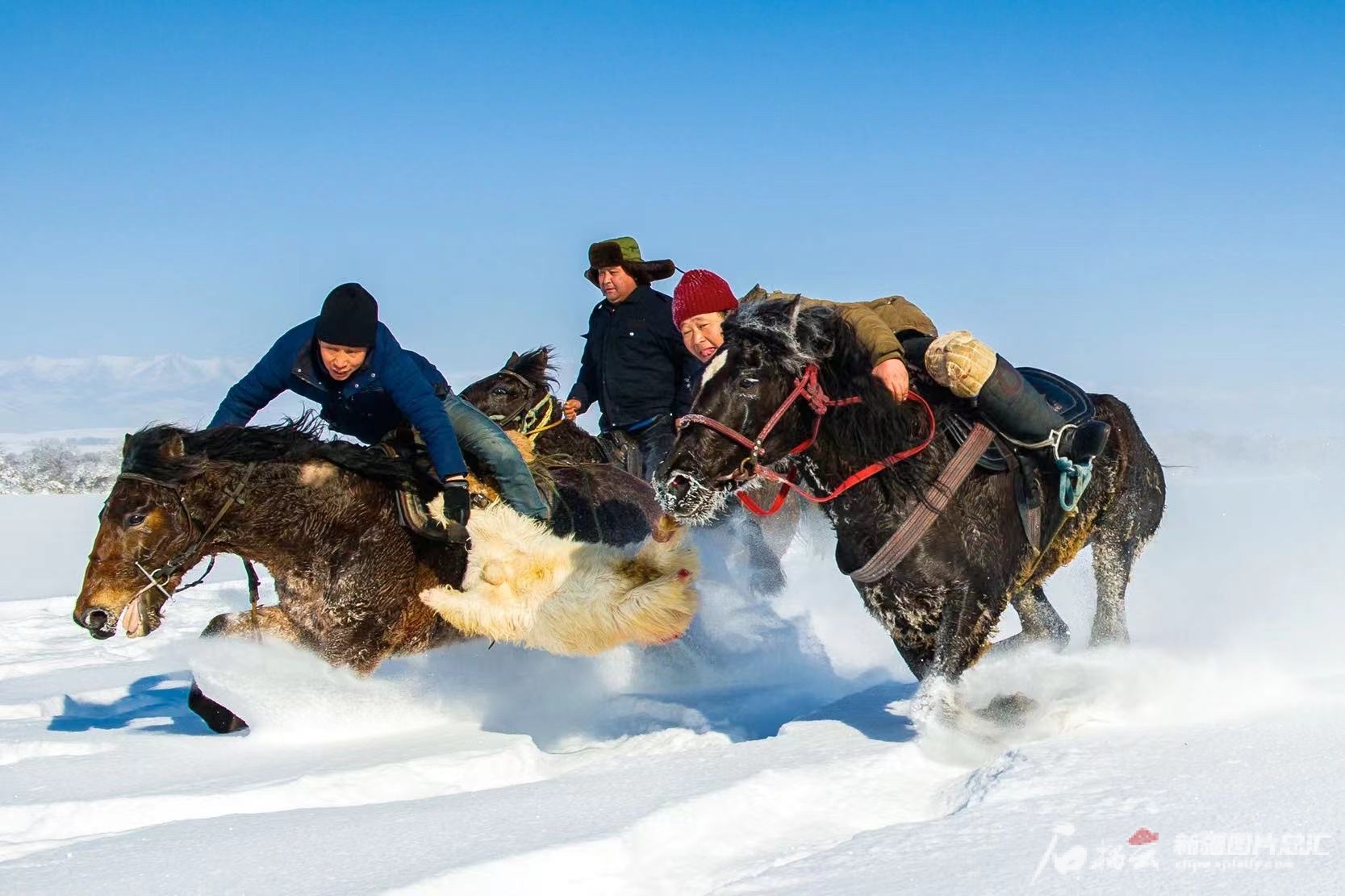 伊犁哈薩克自治州將冰雪休閑旅游與刁羊、賽馬等民俗活動相集合，打造民俗冰雪休閑游。秦杰攝